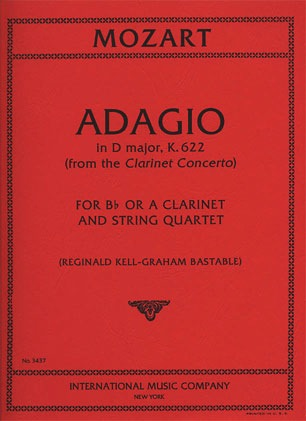 Mozart, W.A.: Adagio in D major K.622 (clarinet, 2 violins, viola, cello)