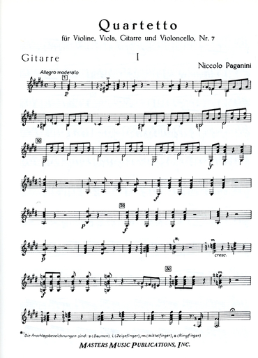 Paganini, Niccolo: Quartet No. 7 (violin, viola, cello, guitar)