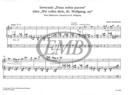 Wunderlich, H.: Invocatio ''Dona Nobis Pacem'' for Violin and Organ (violin, and organ)