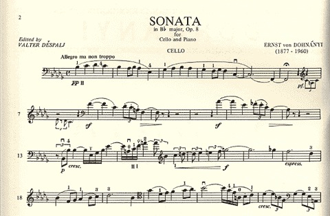 Dohnanyi, Ernst von: Sonata in Bb Op.8 (cello & piano)