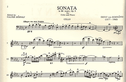 Dohnanyi, Ernst von: Sonata in Bb Op.8 (cello & piano)