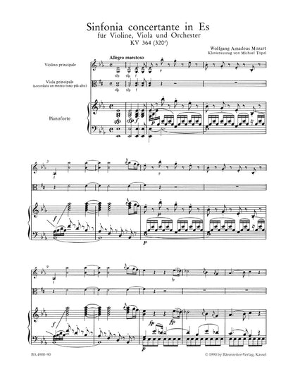Mozart, W.A. (Mahling): Sinfonia Concertante in Eb Major, K.364 (violin, viola, and piano) Barenreiter Urtext