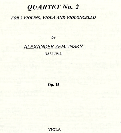 Zemlinsky, Alexander: String Quartet No.2 in A Op.15 (set of parts)