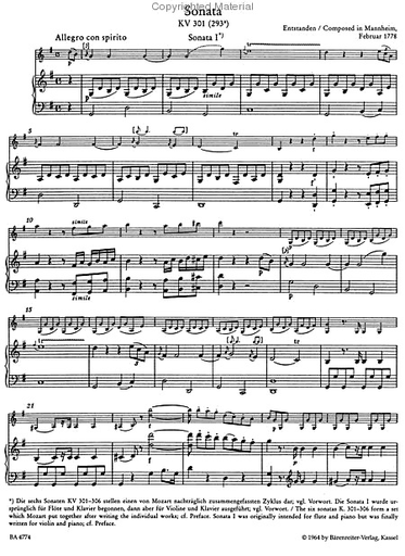 Mozart, W.A. (Reeser): Mannheim, Paris & Salzburg Sonatas (violin & piano) Barenreiter