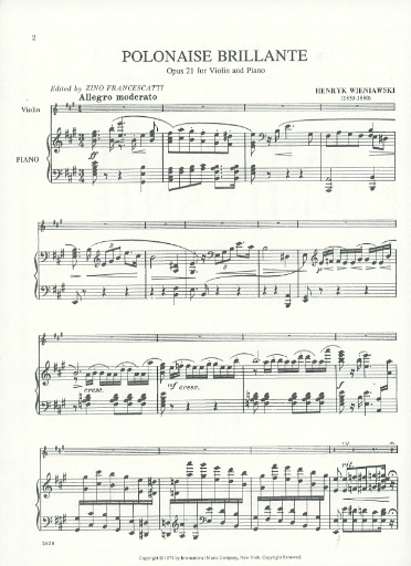 Wieniawski, Henri: Polonaise Brillante in A Op.21 No.2 (violin & piano)