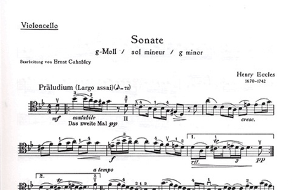 Eccles, Henry (Cahnbley): Sonata in g minor (cello & piano)