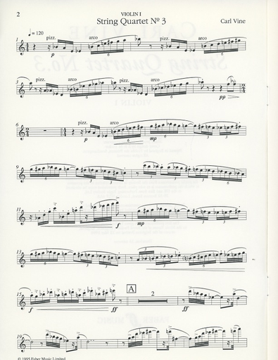 Vine, Carl: String Quartet No. 3 (1994) scorer and parts