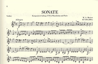 Mozart, W.A. (Seiffert, ed.): Sonata in E minor, KV 304 (300c), urtext (Violin & Piano)