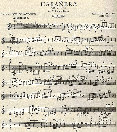 Sarasate, Pablo (Francescatti): Habanera Op.21 No.2 (violin & piano)