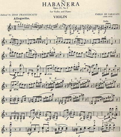 Sarasate, Pablo (Francescatti): Habanera Op.21 No.2 (violin & piano)