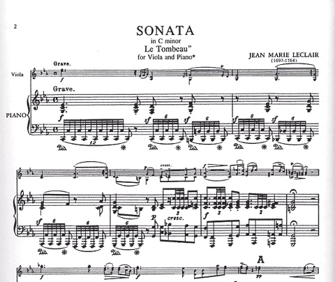 Leclair, Jean Marie: Sonata in C minor (Le Tombeau''(viola & piano)
