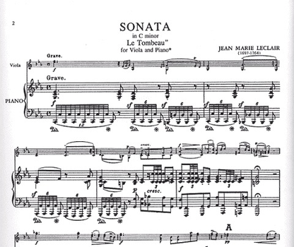 Leclair, Jean Marie: Sonata in C minor (Le Tombeau''(viola & piano)