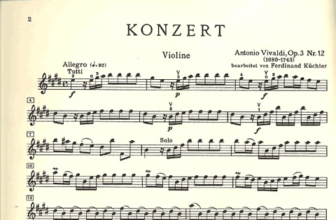 Vivaldi, Antonio: Concerto Op.3 No.12 in E major (violin & piano or CD)