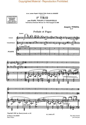 Turina, Joaquin: Piano Trio #1, Op. 35 (violin, cello & piano)