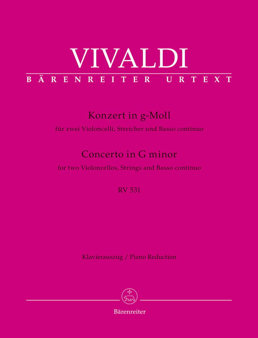 Vivaldi, A. (Schwemer): Concerto in G minor REV 531, for two cellos, (piano reduction), Barenreiter
