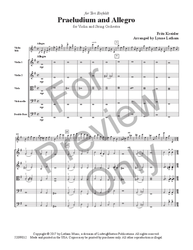 Kreisler: Paeludium and Allegro (violin and string orchestra) Ludwig Masters