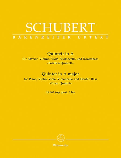 Schubert, F.: Trout Quintet in A Major Op.114 (piano, violin, viola, cello, bass) Barenreiter