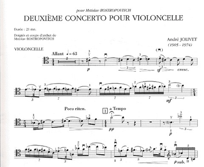 Jolivet, Andre: Concerto No.2 (cello & piano)