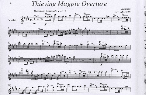 Rossini, Giacomo (Martelli): Thieving Magpie Overture (string quartet)