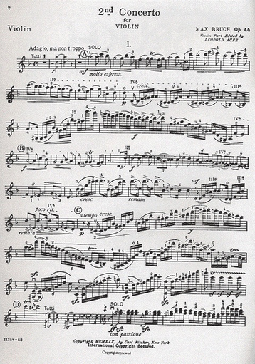 Bruch, Max (Auer): Concerto #2 Op.44 d mi (violin & piano)