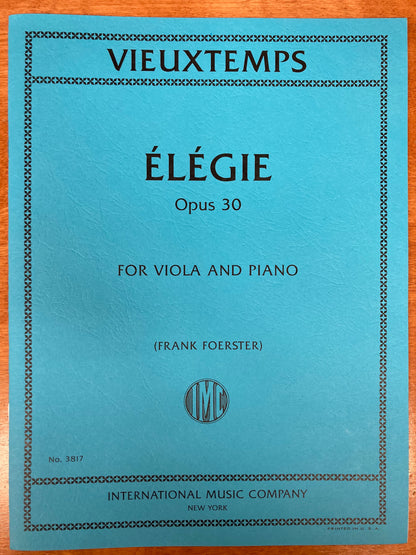 Vieuxtemps (Foerster): Elegie, opus 30 (viola and piano) IMC