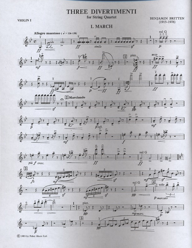 Britten, Benjamin: Divertimenti (1936) Alla Marcia (1933) for string quartet