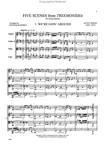 Joplin, Scott (Bastable): Five Scenes from Treemonisha (string quartet) score and parts
