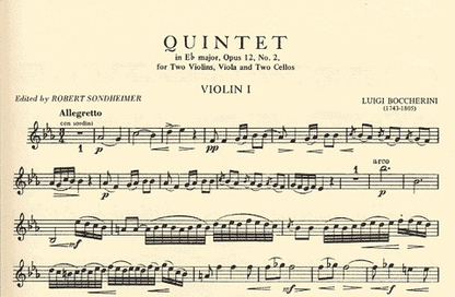 Boccherini, Luigi: Quintet in Eb major, Op.12 No.2 (2 violins, viola, 2 cellos)