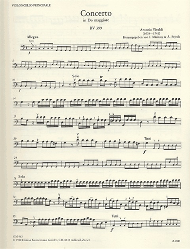 Vivaldi, A.: Concerto in C RV 399 (cello & piano)