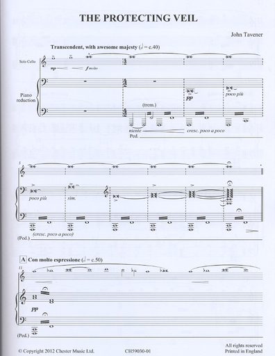 Tavener, John: The Protecting Veil (cello & piano)