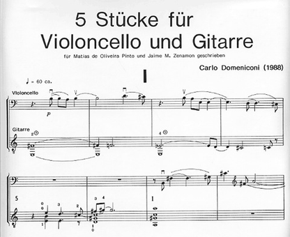 Domeniconi, Carlo: Five Pieces for Cello & Guitar (cello & guitar)