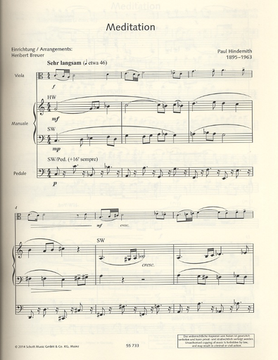 Hindemith, P. (Breuer, arr.): Meditation from Nobilissima Visione (viola and organ)