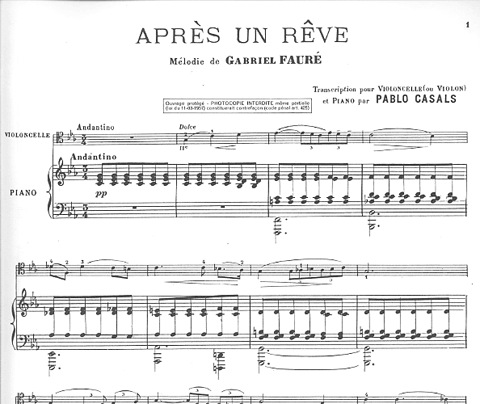 Faure, Gabriel: Apres un Reve-After a Dream (violin or viola or cello & piano)