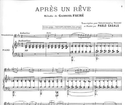 Faure, Gabriel: Apres un Reve-After a Dream (violin or viola or cello & piano)