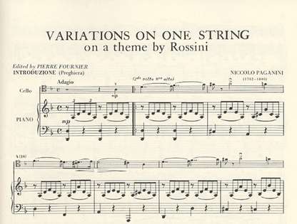 Paganini, Nicolo: Variations on One String ''Moses'' by Rossini (cello & piano)