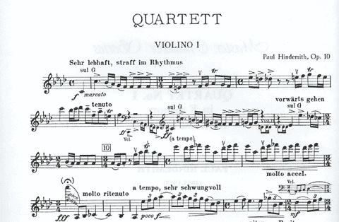 Hindemith, Paul: String Quartet No.1 in f minor, Op. 10 (parts)
