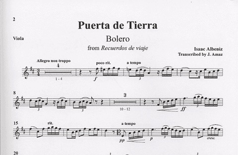 Albeniz, Isaac: Puerta de Tierra Bolero (viola & piano)