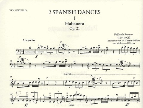 Sarasate: Two Spanish Dances-Habanera Op.21, Romanza Andaluza Op.22 (cello & piano)