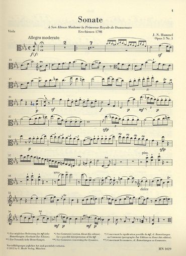 Hummel, J.N. (Herttrich, ed.): Sonata in E-flat Major, Op. 5, No. 3 (viola and piano)