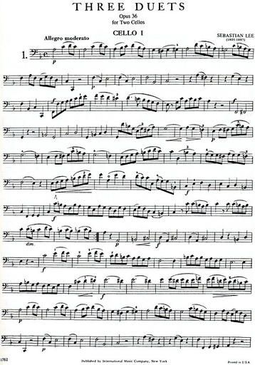 Lee: Three Duets Op.36 (2 Cellos) IMC