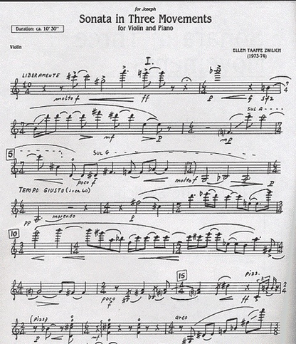 Zwilich, Ellen Taaffe: Sonata in Three Movements (violin & piano)