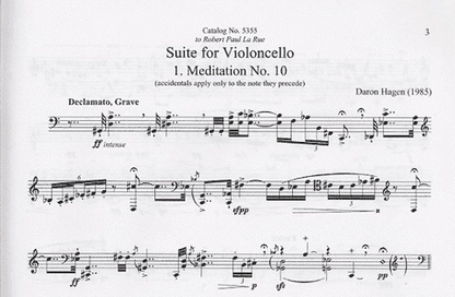 Hagen, Daron: Suite for Violoncello