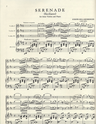 Hellmesberger, Joseph: Serenade (Siciliano) for three violins & piano