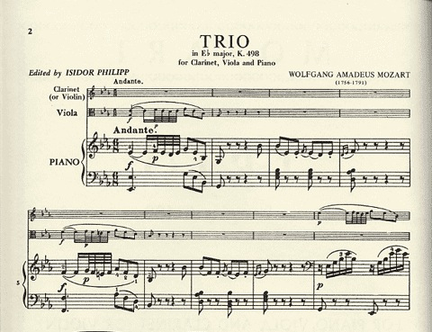 Mozart: Trio #7 in Eb KV 498 (violin or clarinet, viola, piano)