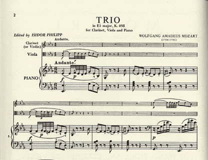 Mozart: Trio #7 in Eb KV 498 (violin or clarinet, viola, piano)