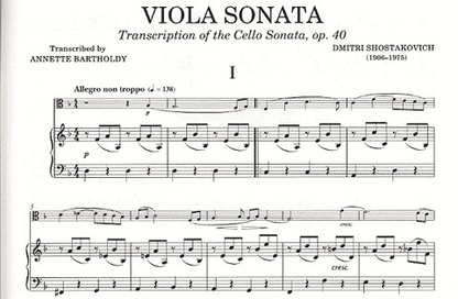 Shostakovich, D.: Sonata Op.40 transcribed from cello (viola & piano)