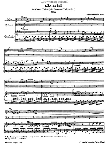 Mozart (Plath/Rehm): 6 Early Sonatas, KV10-15, Vol.2 - URTEXT (piano trio) Barenreiter