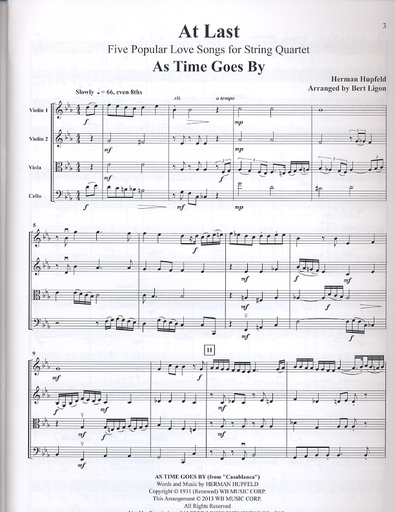 Ligon, Bert: At Last-5 Popular Love Songs for String Quartet