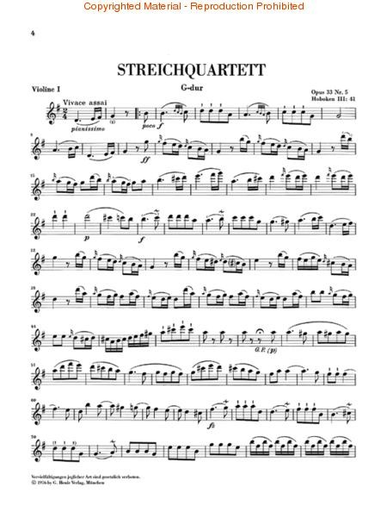 Haydn, F.J. (Feder, ed.): String Quartets, Vol.5, Op. 33, "Russian Quartets", urtext (2 violins, viola, and cello)