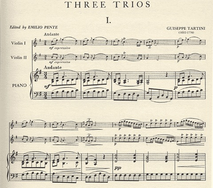 Tartini, Guiseppe: Three Trios in G, D, & E major (2 Violins & Piano)